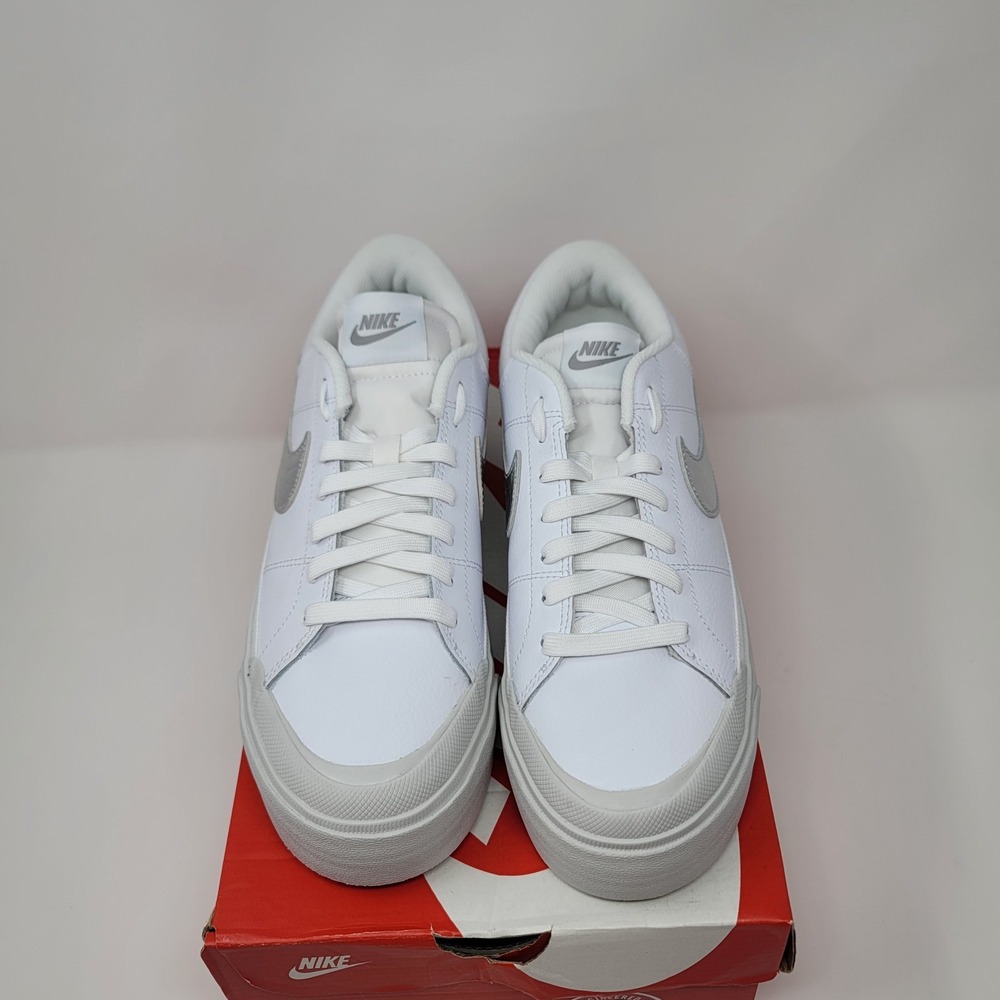 Nike Court legacy lift Platform Sneakers Women's 9.5 White/Silver HQ2307 100 - Picture 2 of 7